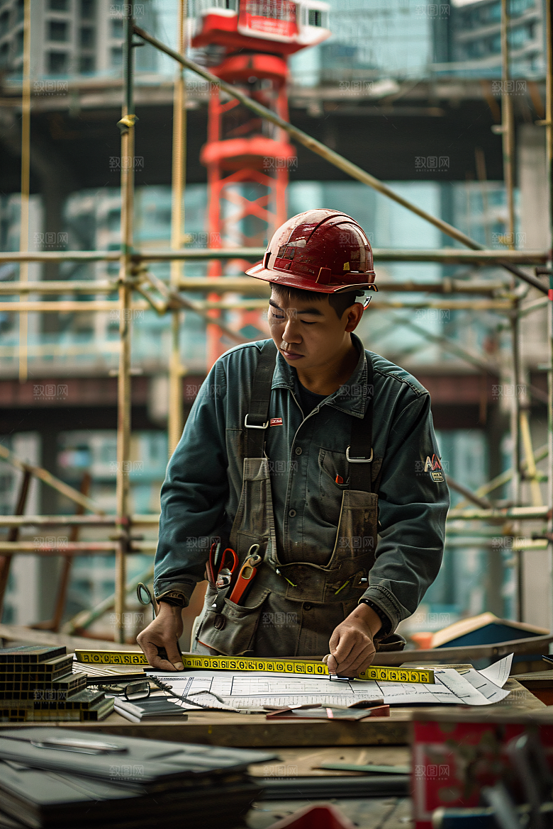 工人施工辛苦建造摄影图