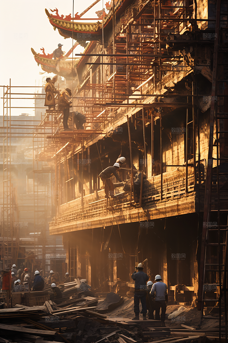 工人施工建造劳动节摄影图