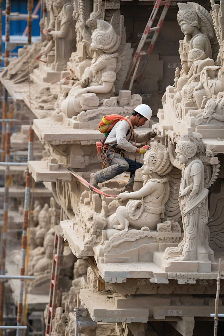 工人施工建造五一摄影图
