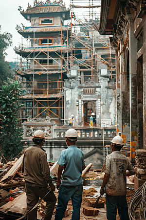 工人施工建设五一摄影图