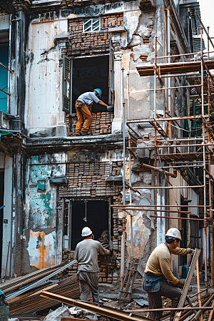 工人施工建造劳作摄影图