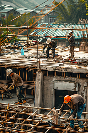 工人施工建造工作摄影图