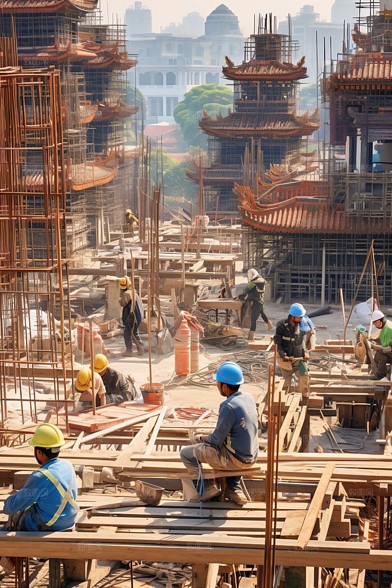 工人施工建造工作摄影图