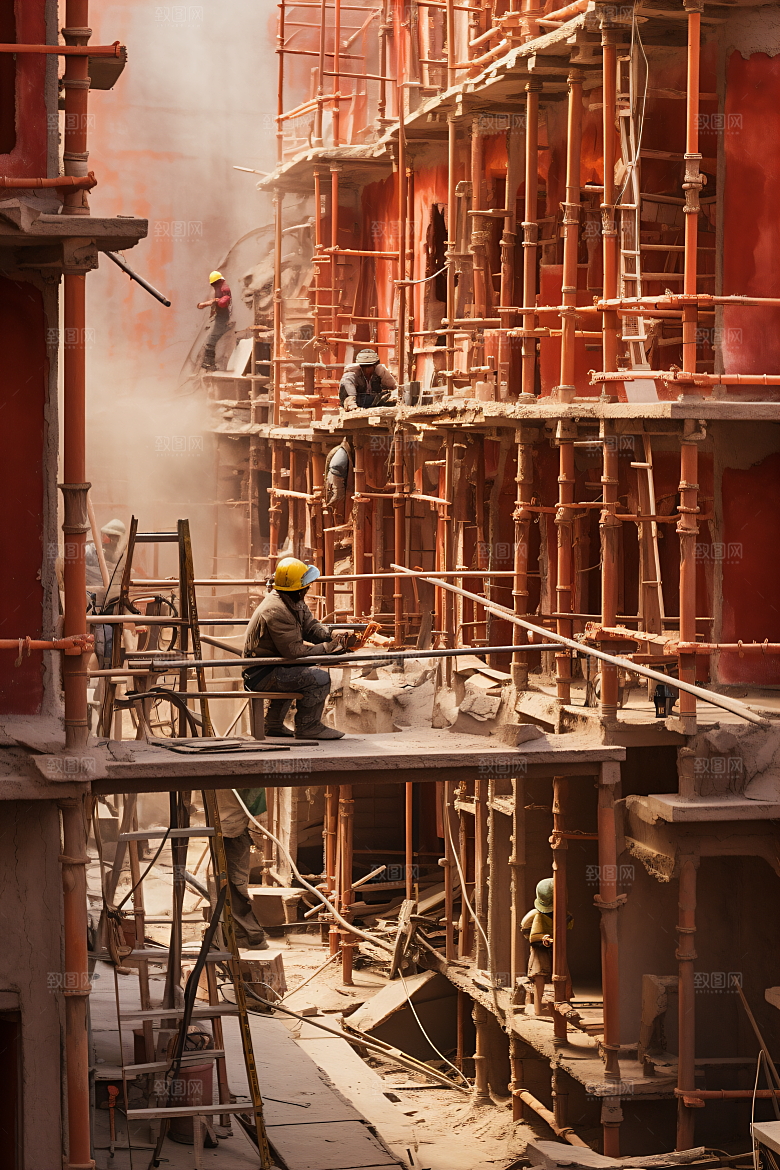 工人施工建设工地摄影图