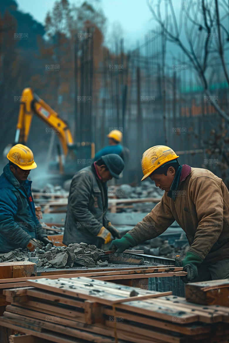 工人施工建设高清摄影图