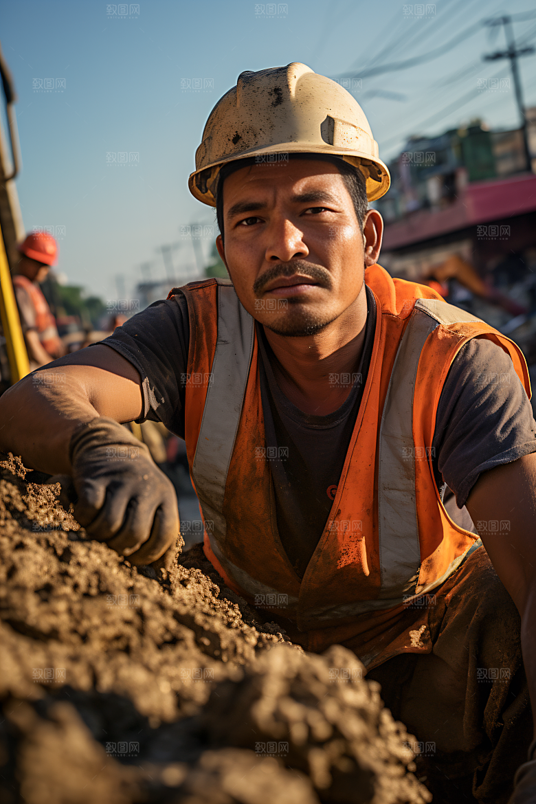 工人施工建设致敬劳动者摄影图