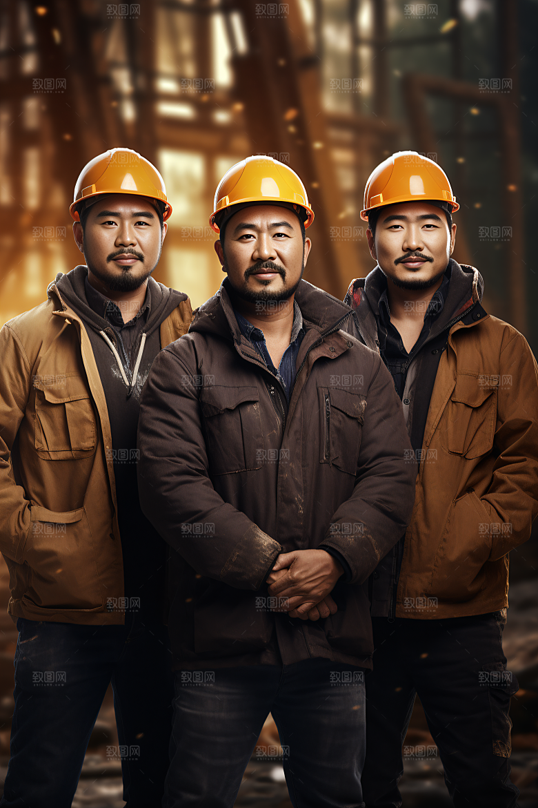工人施工建设致敬劳动者摄影图