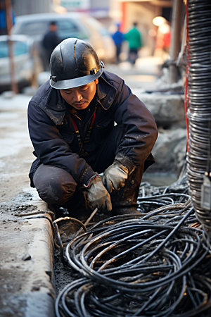 工人施工建造工作摄影图