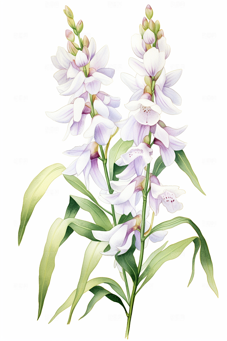 石斛植物手绘插画