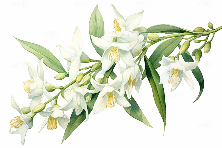 石斛植物中医插画