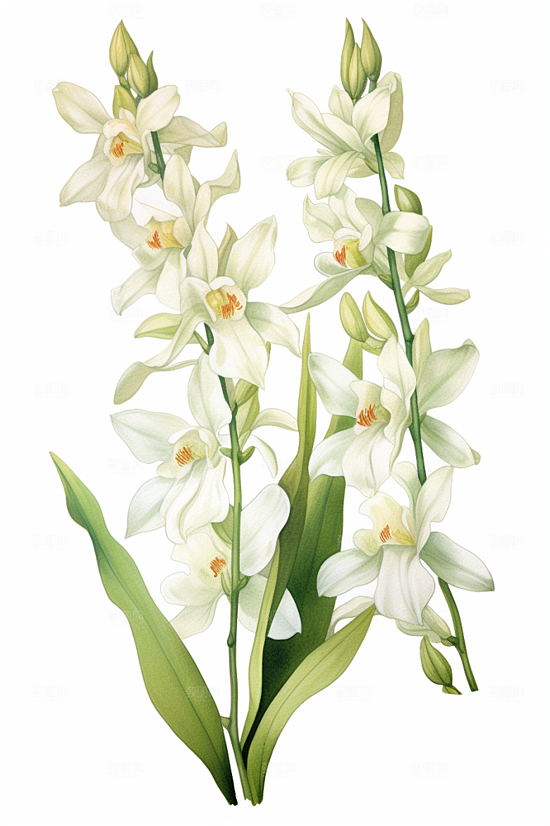 石斛植物养生插画