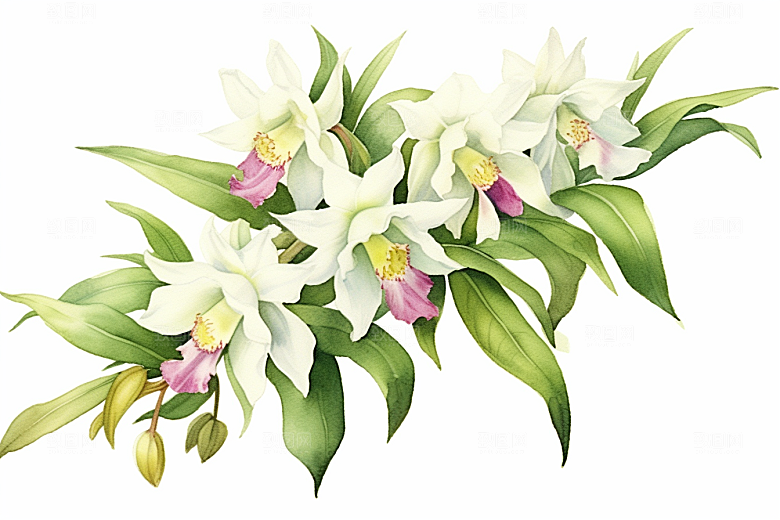 石斛植物健康插画