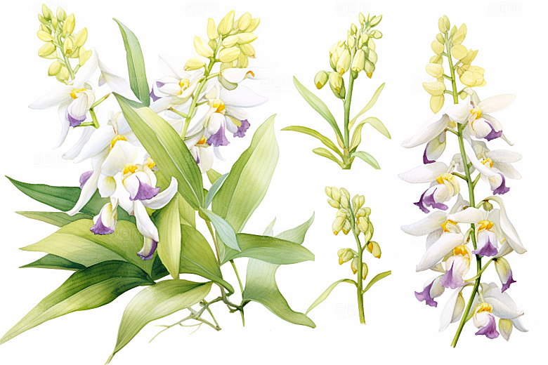 石斛植物药方插画