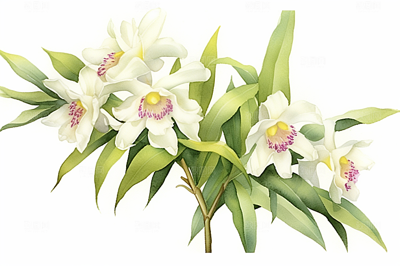 石斛中药材植物插画
