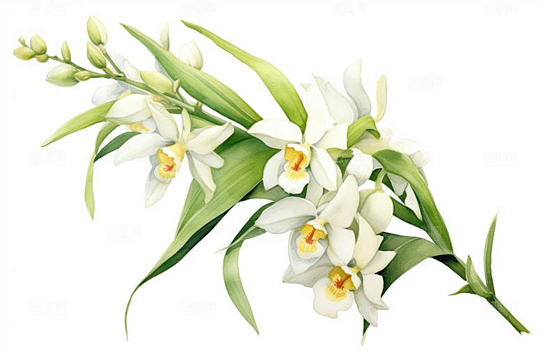 石斛医疗植物插画