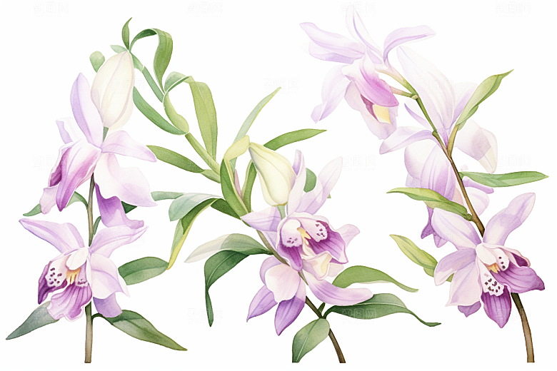 石斛中草药植物插画