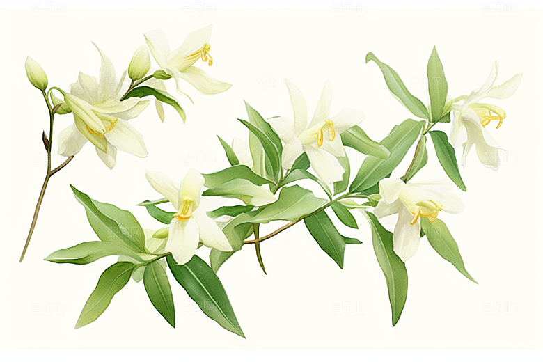 石斛健康植物插画