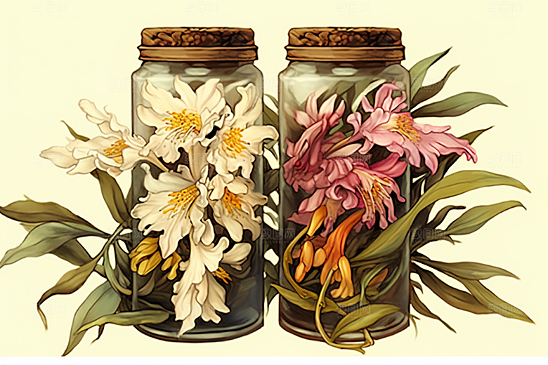 石斛养生中草药插画
