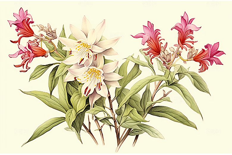 石斛药方健康插画