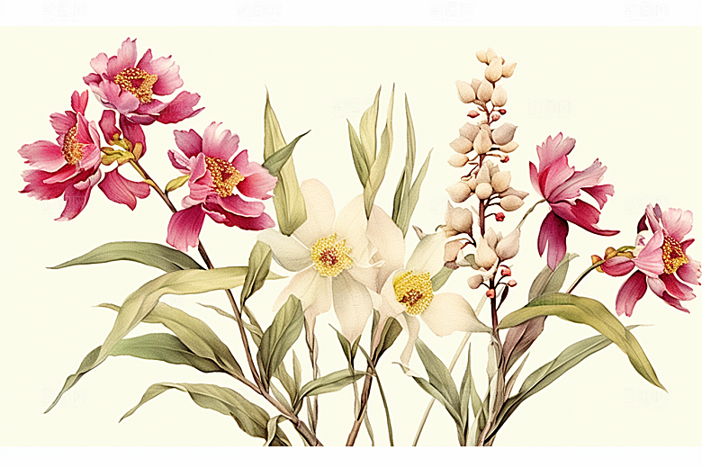 石斛手绘医学插画