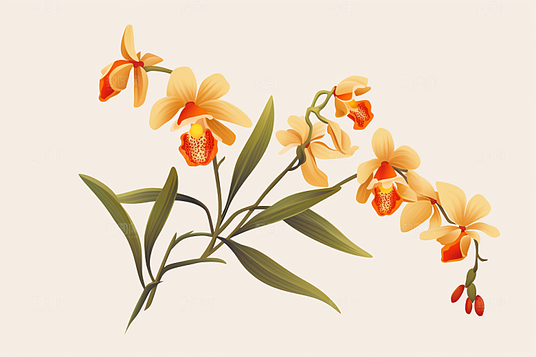 石斛中草药医学插画