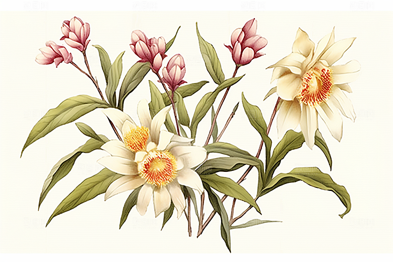 石斛植物中药材插画
