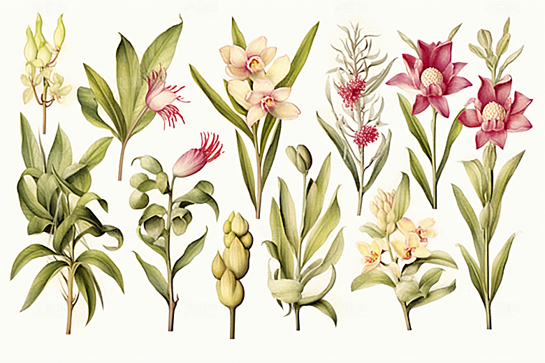 石斛植物中医插画