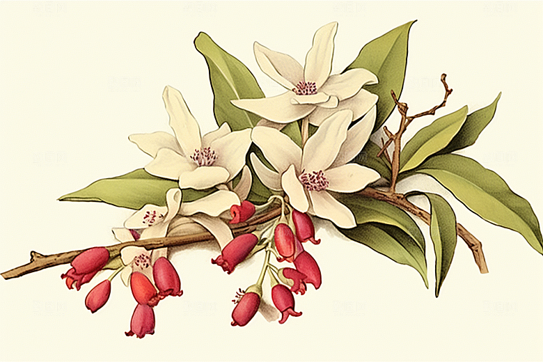 石斛中医植物插画