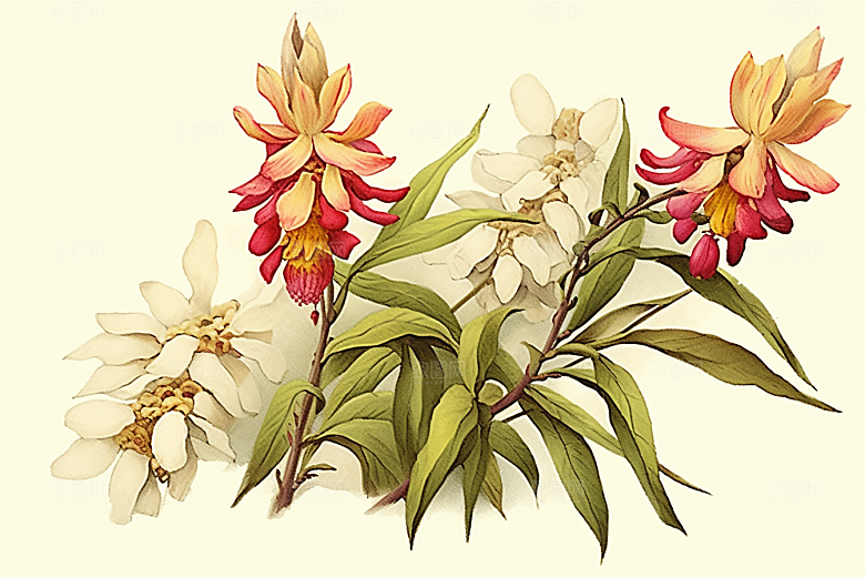 石斛植物中医插画