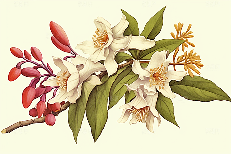 石斛植物医学插画