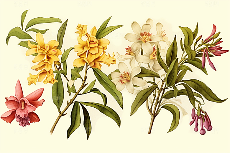 石斛植物药方插画