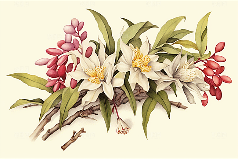 石斛保健植物插画