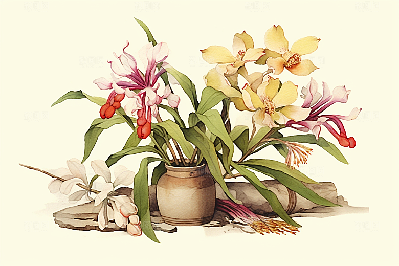 石斛医疗中医插画