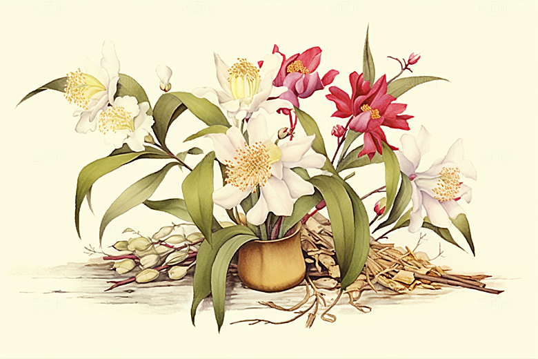 石斛中医植物插画