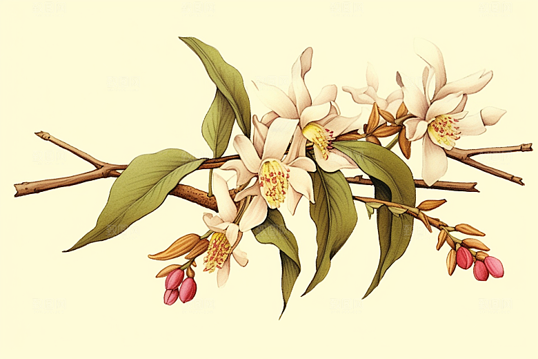 石斛药方医学插画