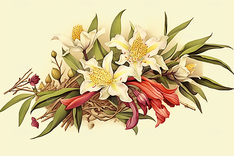 石斛药方养生插画