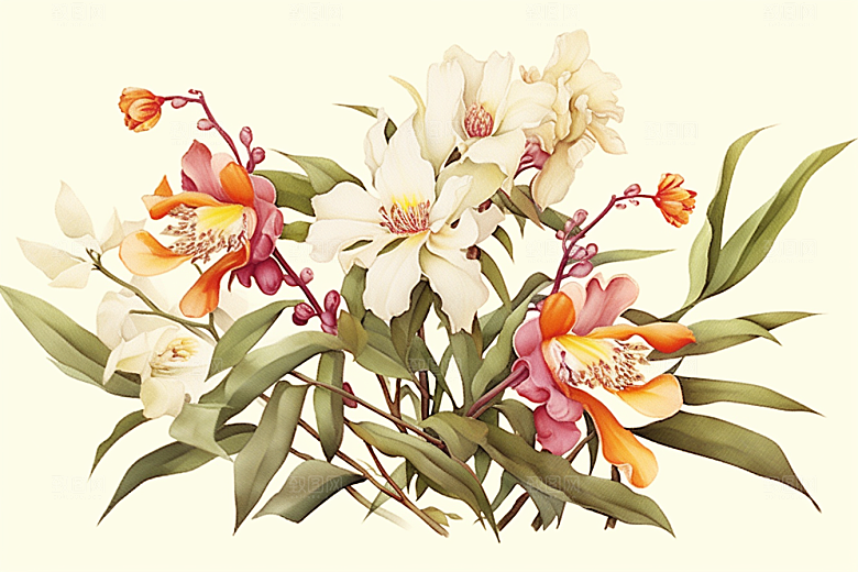 石斛中草药植物插画