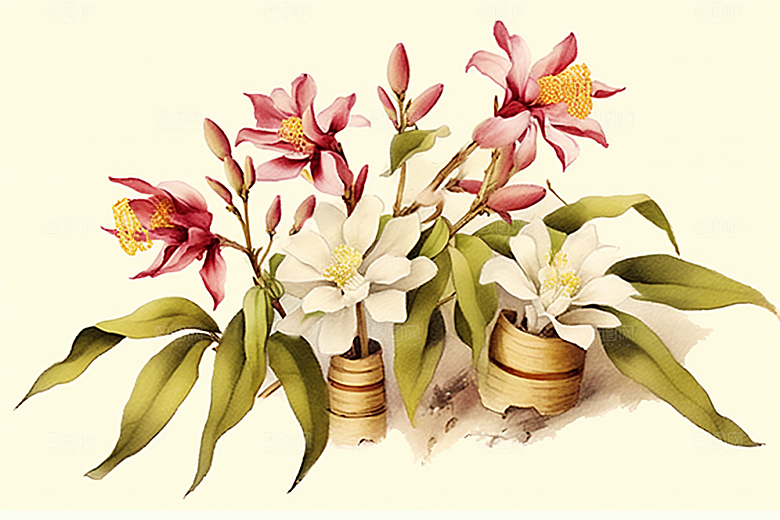 石斛药方医学插画