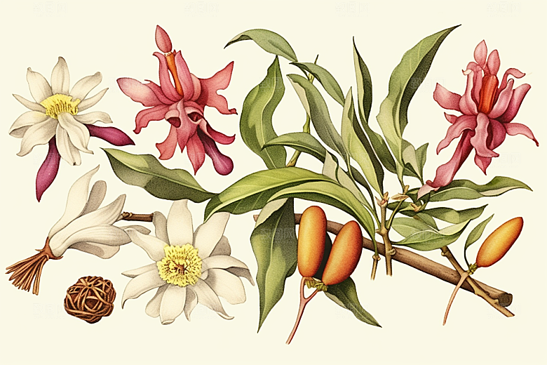 石斛保健中药材插画