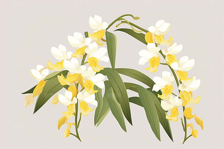石斛植物中医插画