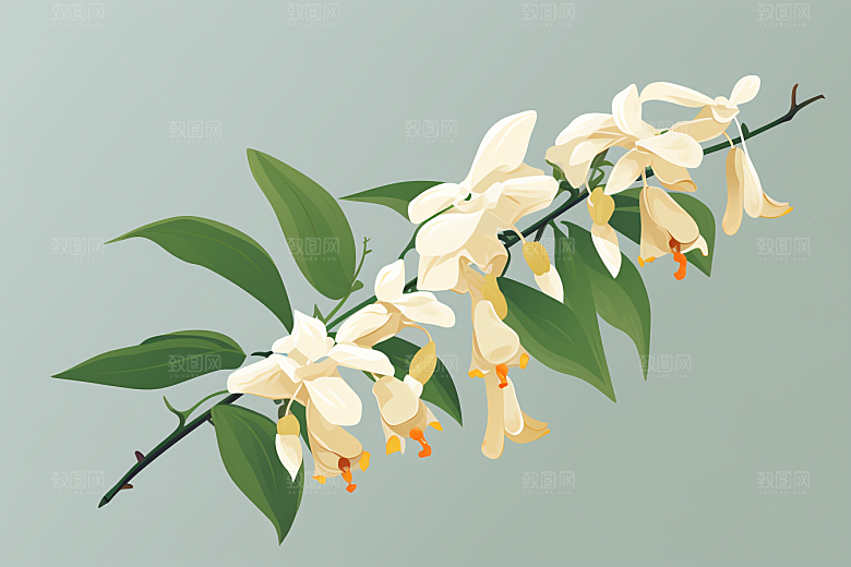 石斛手绘医学插画