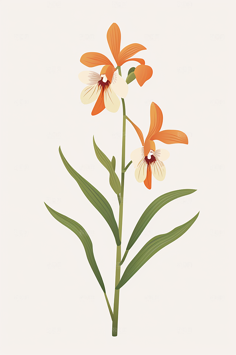 石斛植物中草药插画