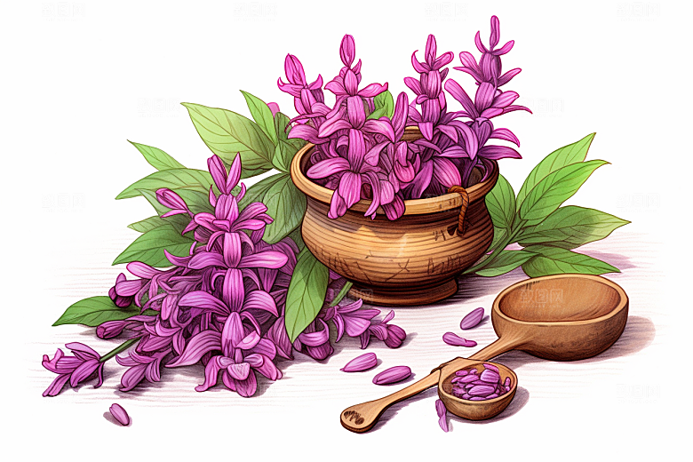 石斛手绘植物插画