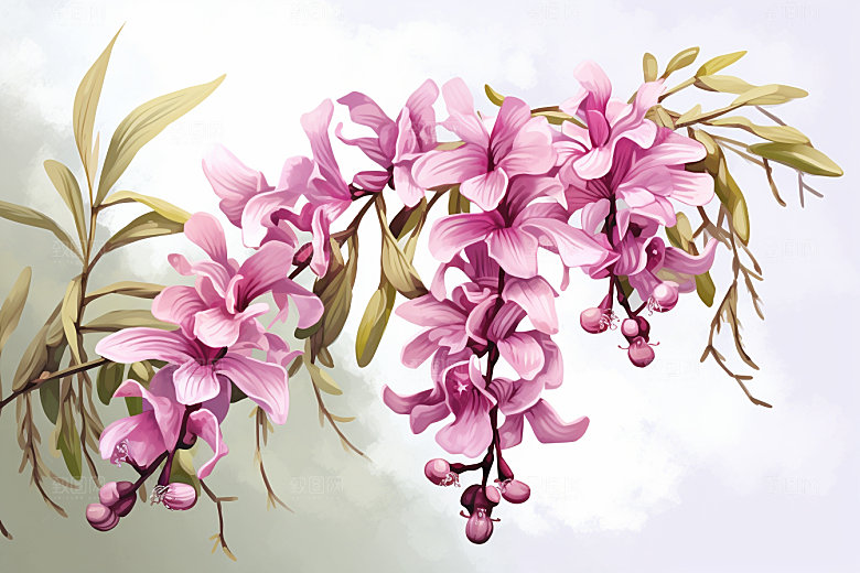 石斛手绘植物插画