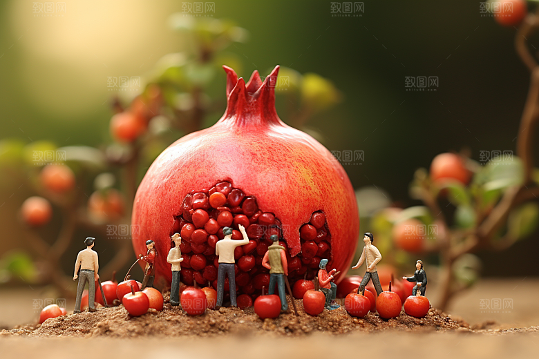 石榴立体生产微距小人