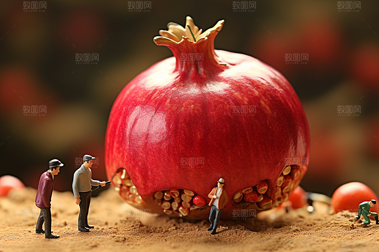 石榴美味立体微距小人
