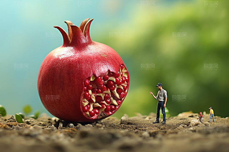 石榴立体生产微距小人