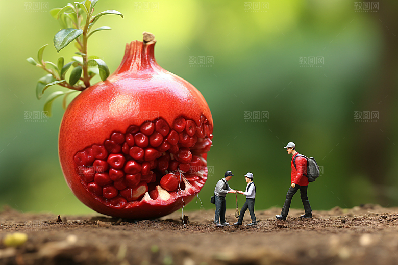 石榴立体农业微距小人