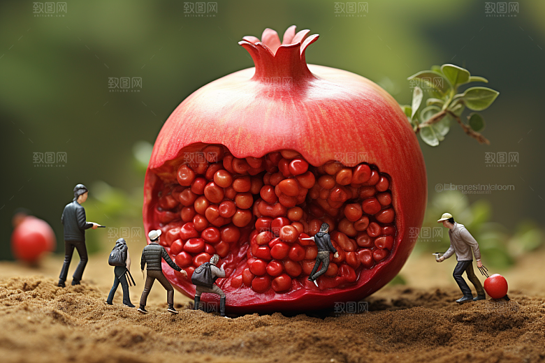 石榴生产3D微距小人