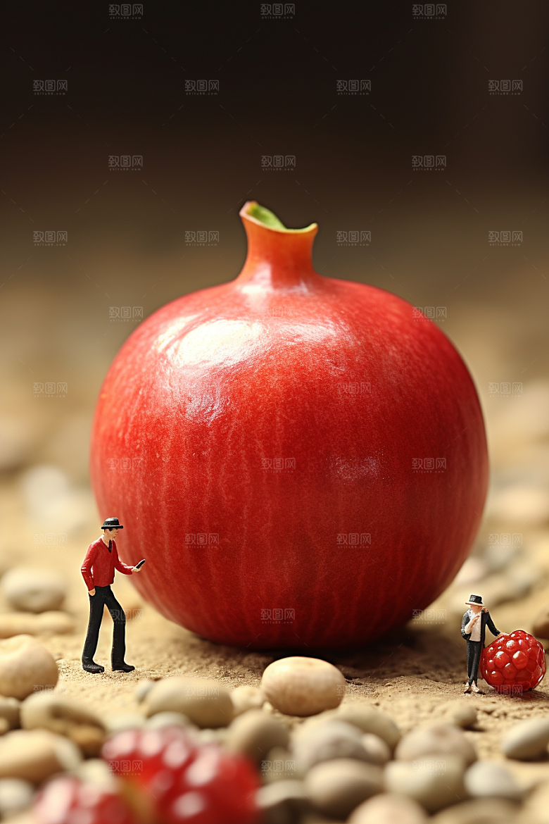 石榴生产美味微距小人